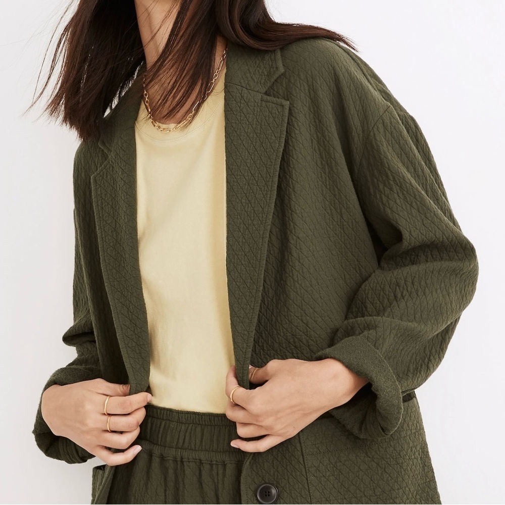 Madewell Diamond Jacquard Shaw Blazer Dark Forest Size XS